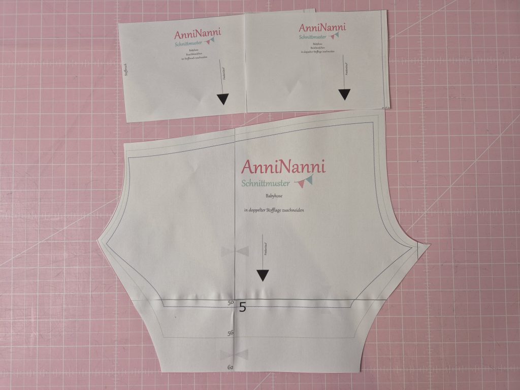 Ausgeschnittenes Schnittteil in der gewählten Größe nach dem Ausdrucken des PDF Schnittmusters